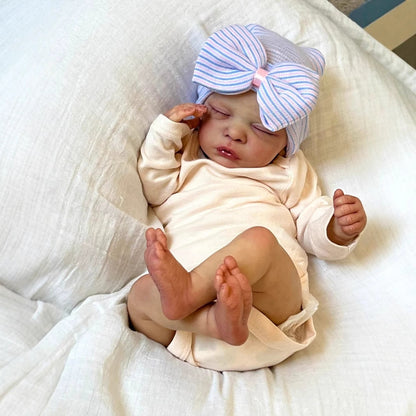 18 inches Lifelike Closed Eyes Reborn Doll With Hat-Romy
