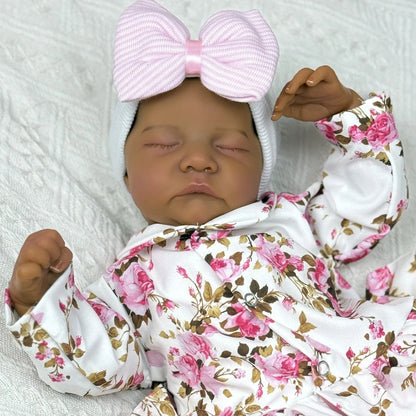 45cm Elsie Occhi Chiusi Pelle Scura Corpo Morbido Bambole Reborn Levi
