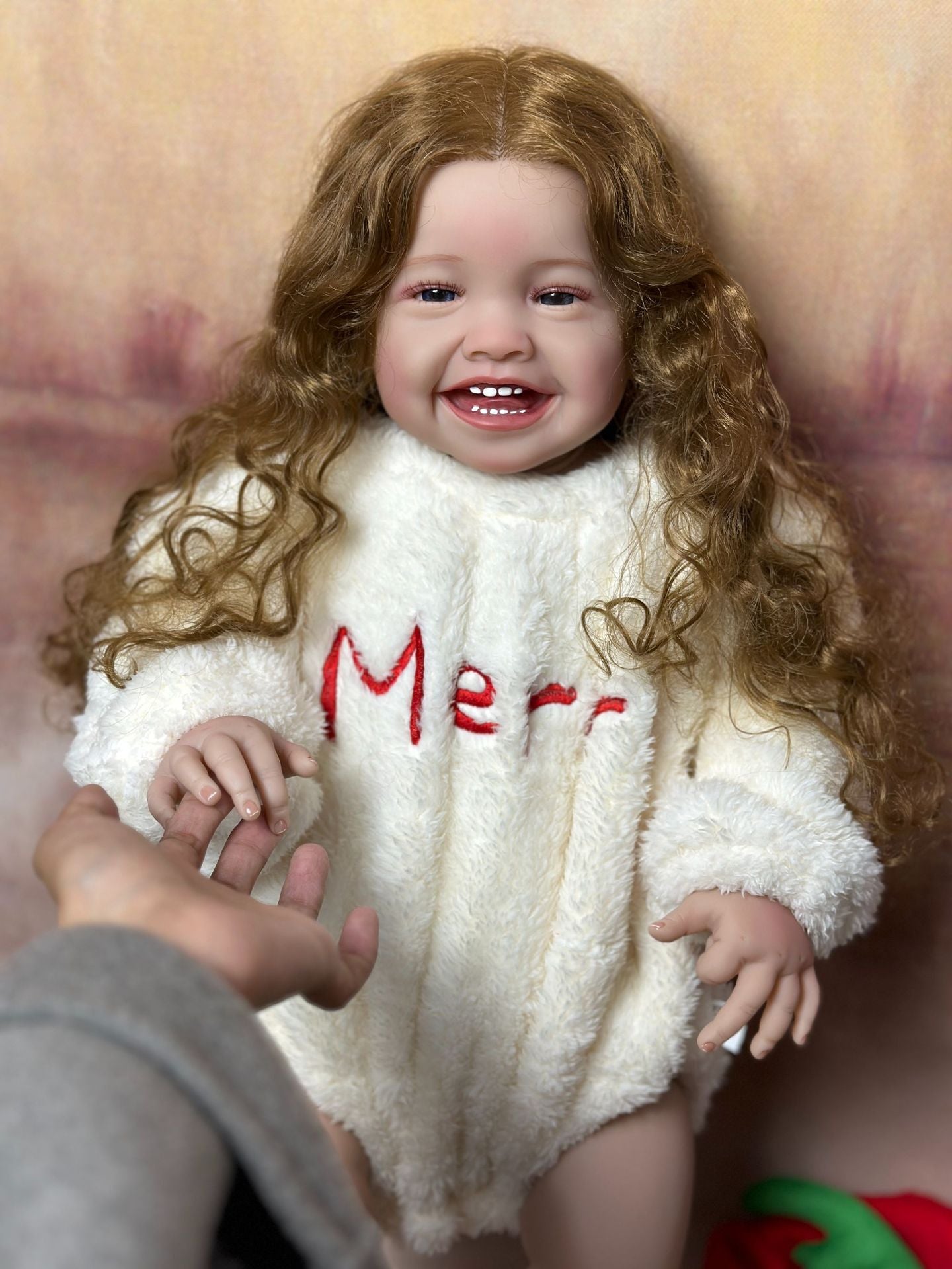 60Cm Long Hair Smile Reborn Doll With Cloth Body - Mila