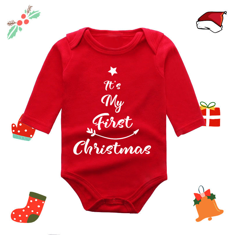 My First Red Long Sleeve Christmas Romper for 20-22 Inch Reborn Doll