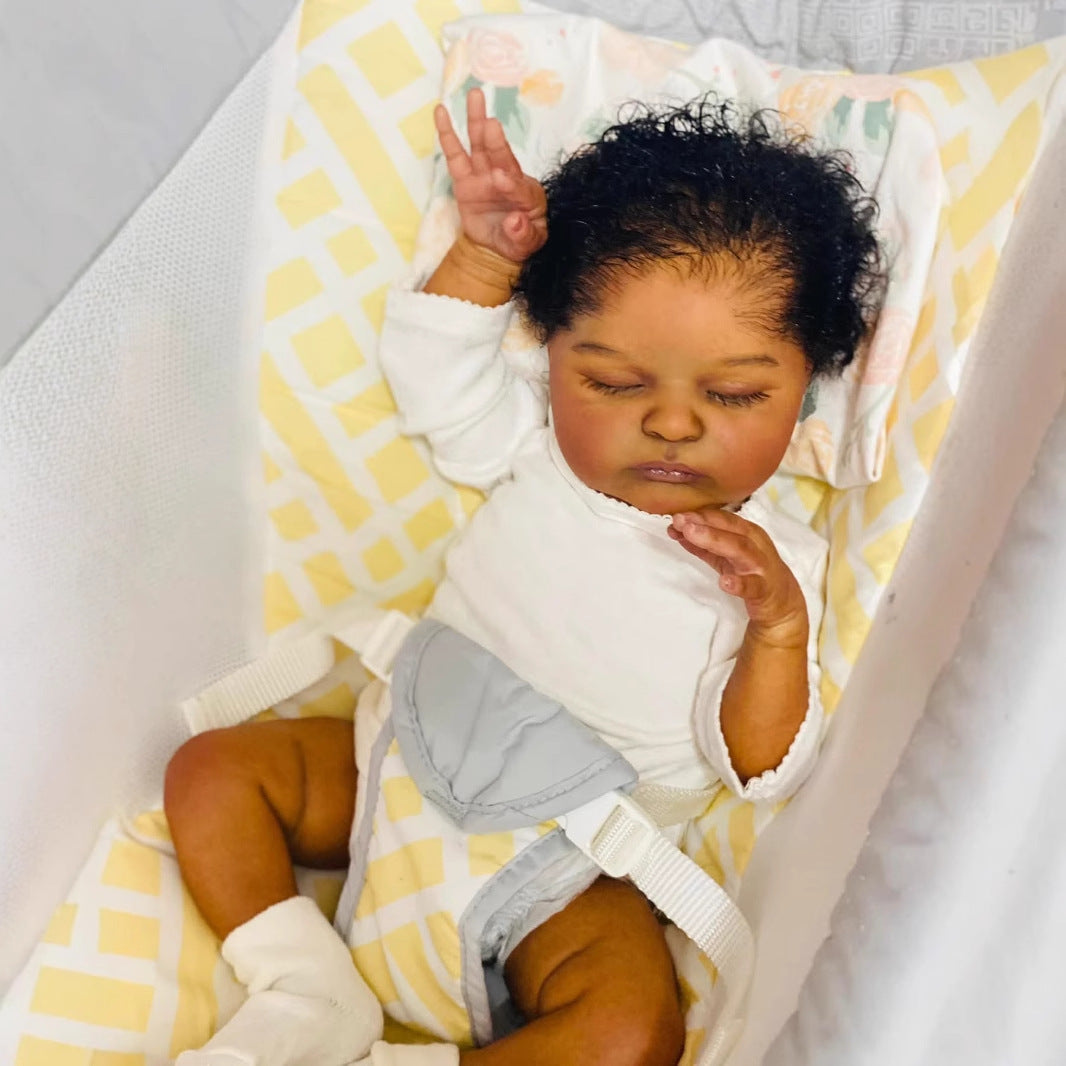 Elsie 19 Inches Lifelike Closed Eyes Dark Skin Reborn Doll-Laura
