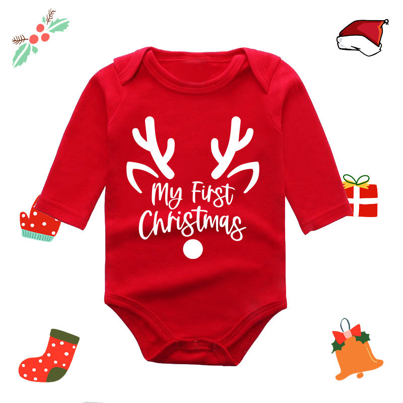 My First Red Long Sleeve Christmas Romper for 20-22 Inch Reborn Doll