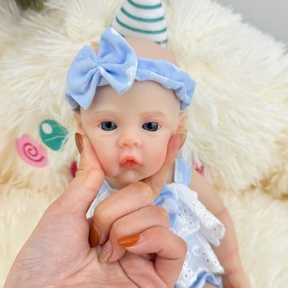 30cm Full Silicone Meadow Reborn Baby Girl in Blue Polka dots Clothes