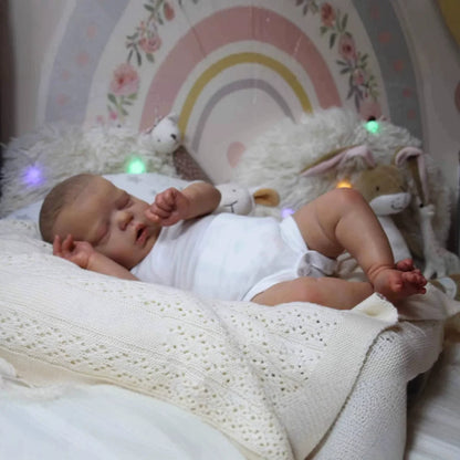 Bambola Reborn Alexis da 55 cm con occhi chiusi realistici