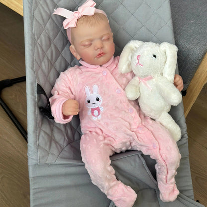 Bambola reborn Sam da 48 cm corpo morbido e realistico con abiti rosa