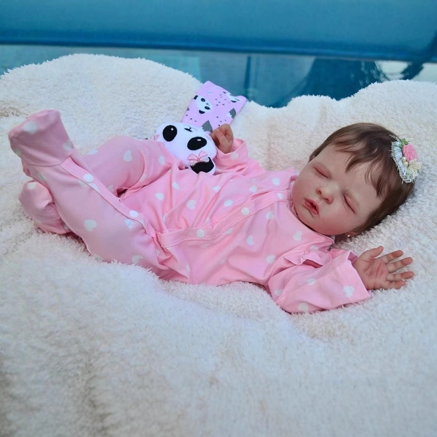 19 Inches Closed Eyes Short Hair Reborn Doll in Pink Clothes-Louisa