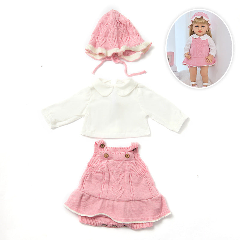 Set da 3 pezzi: vestito top e cappello lavorati a maglia per bambole reborn da 55 cm (22 pollici)