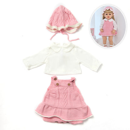 Set da 3 pezzi: vestito top e cappello lavorati a maglia per bambole reborn da 55 cm (22 pollici)