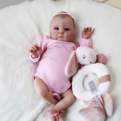 Bambola reborn realistica da 40 cm con occhi aperti Tink in abiti rosa