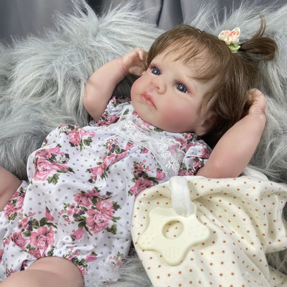 Bambola reborn Loulou da 20 pollici con capelli corti e corpo morbido che dorme