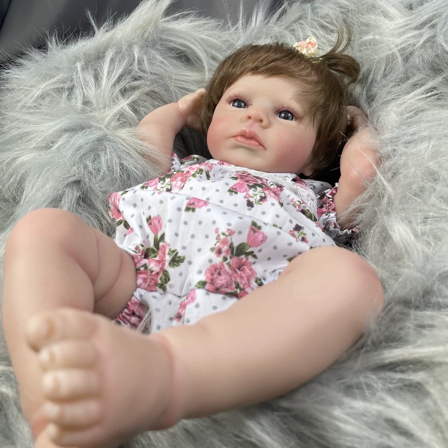 Bambola reborn Loulou da 20 pollici con capelli corti e corpo morbido che dorme