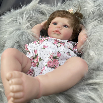 Bambola reborn Loulou da 20 pollici con capelli corti e corpo morbido che dorme