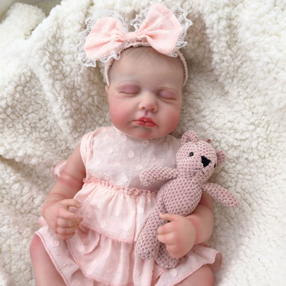 20 pollici realistici occhi chiusi bambole reborn ragazza in abito rosa-Loulou