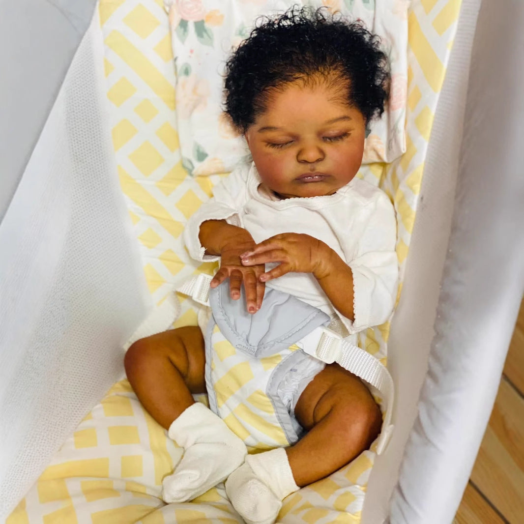Elsie 19 Inches Lifelike Closed Eyes Dark Skin Reborn Doll-Laura