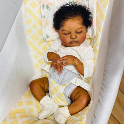 Elsie 19 Inches Lifelike Closed Eyes Dark Skin Reborn Doll-Laura