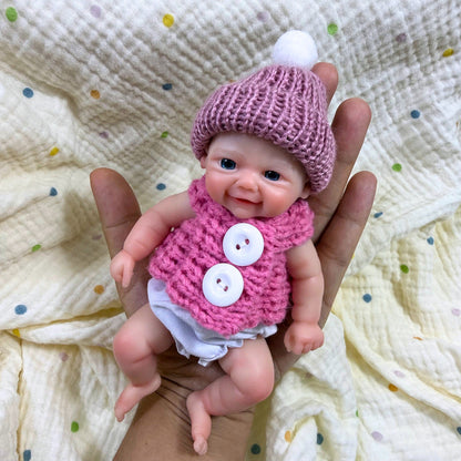 Mini bambole Reborn Vivienne (gemelle in tre esemplari) da 6 pollici in silicone pieno con occhi aperti