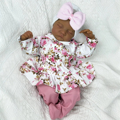 45cm Elsie Occhi Chiusi Pelle Scura Corpo Morbido Bambole Reborn Levi