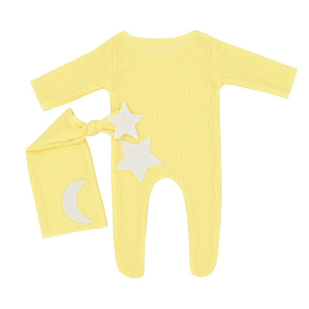Set di due pezzi con body e cappello in maglia a forma di stella e luna per bambole da 18-20 pollici
