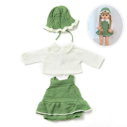 Set da 3 pezzi: vestito top e cappello lavorati a maglia per bambole reborn da 55 cm (22 pollici)