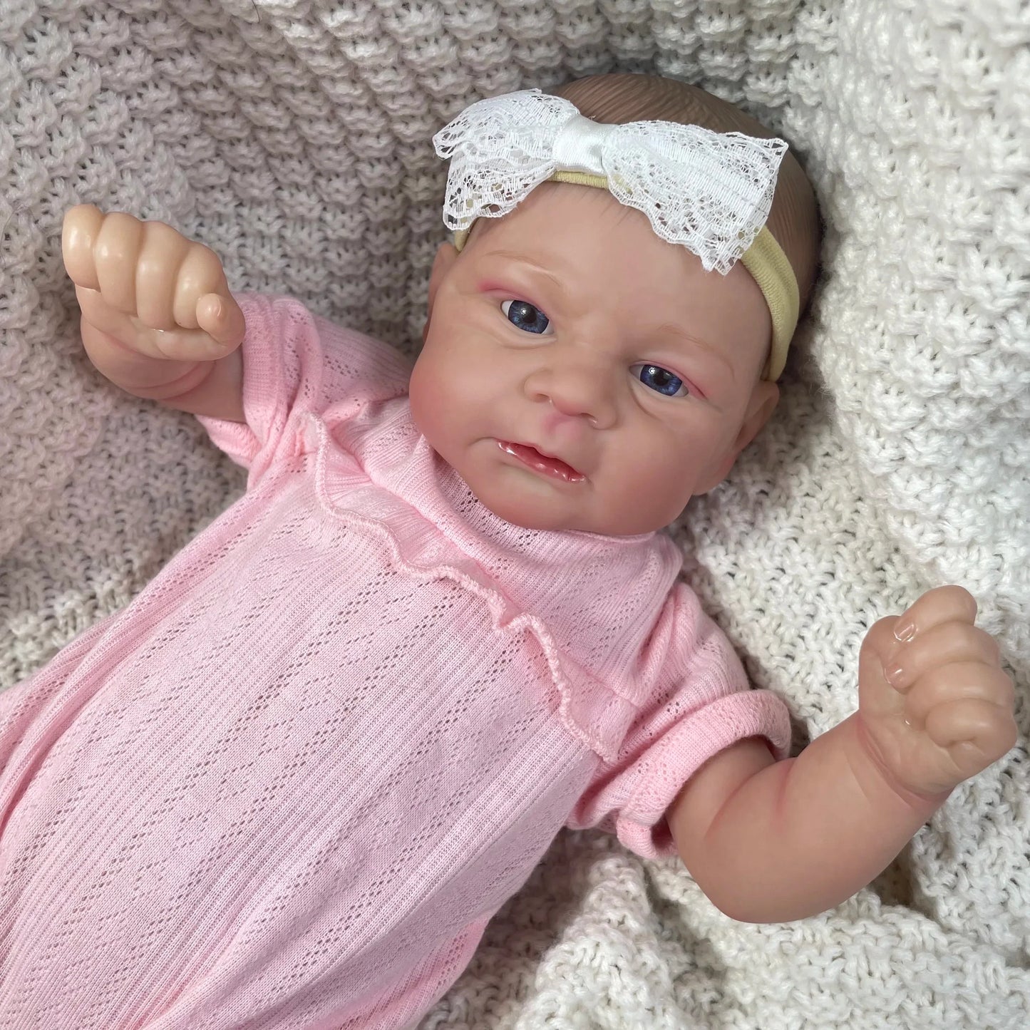19 Inches Blue Eyes Reborn Baby Girl In Pink Clothes-Elijah