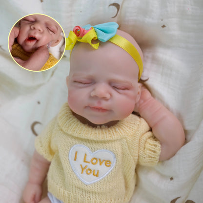 30cm Full Silicone Openable Mouth Pascale Reborn Doll Girl In Yellow Sweater