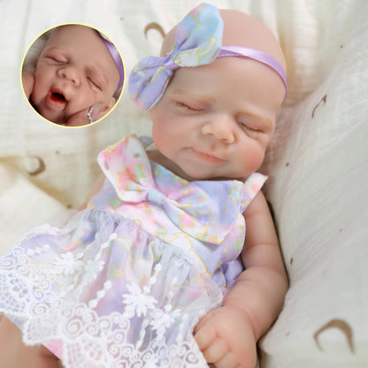 30cm Soft Full Silicone Openable Mouth Pascale Reborn Doll Girl In Flower Dress