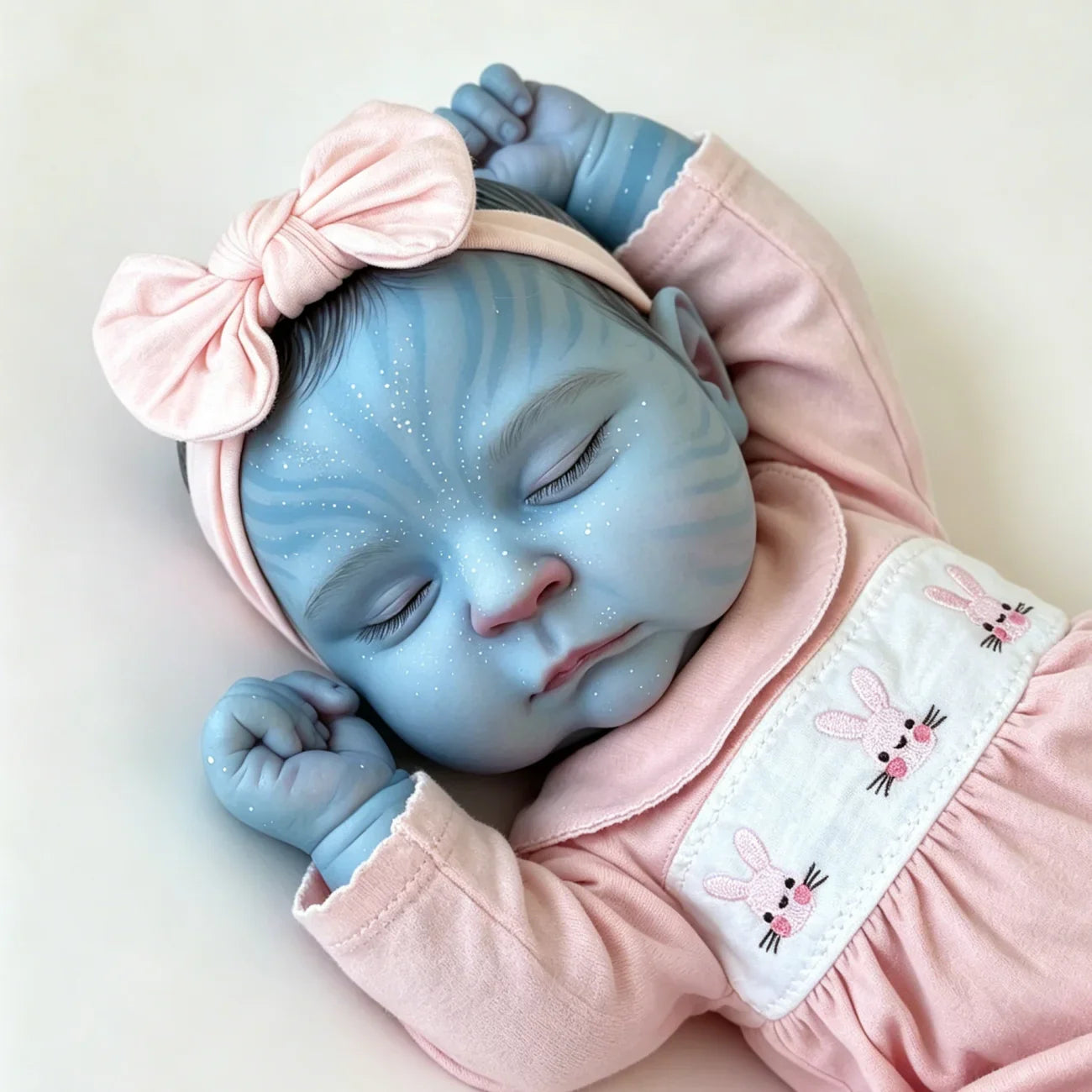 Bambola reborn Peaches Asleep da 19 pollici vestita di rosa