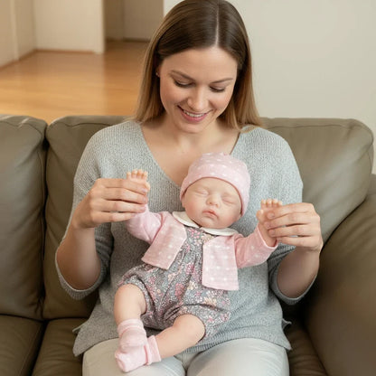 Bambola Reborn da 30 cm completamente in silicone con bocca apribile ragazza-irys