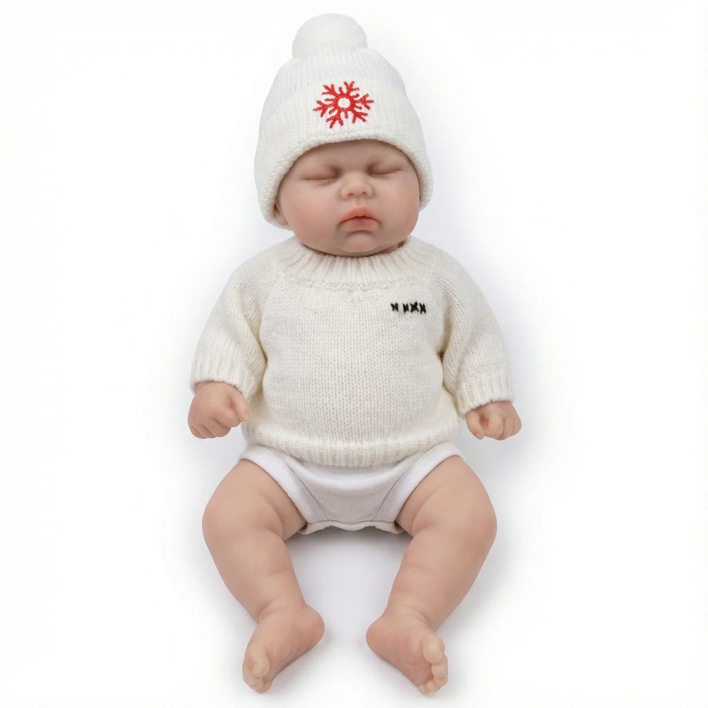 30cm Full Silicone Closed Eyes Reborn Doll Girl Pickle in White Sweater