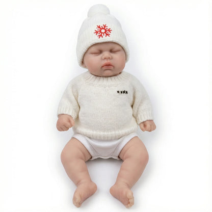 30cm Full Silicone Closed Eyes Reborn Doll Girl Pickle in White Sweater