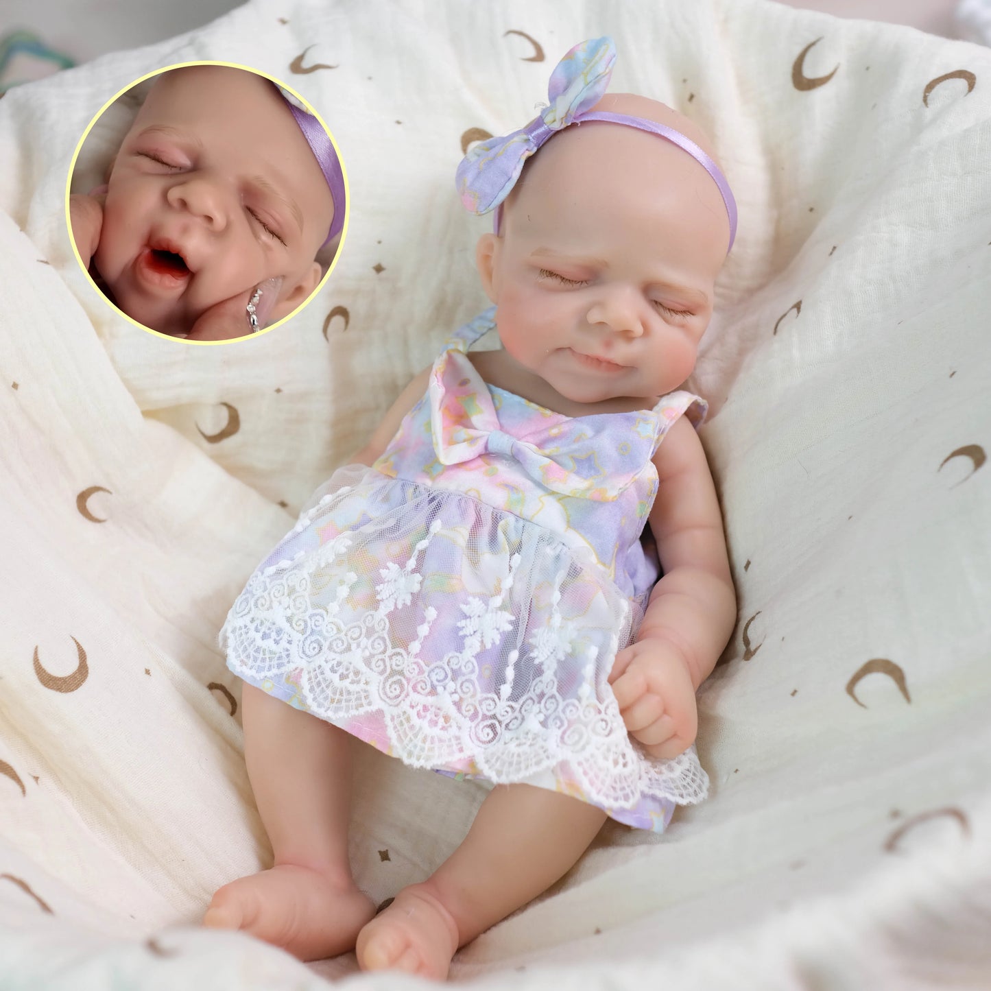 30cm Soft Full Silicone Openable Mouth Pascale Reborn Doll Girl In Flower Dress