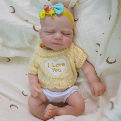 30cm Full Silicone Openable Mouth Pascale Reborn Doll Girl In Yellow Sweater
