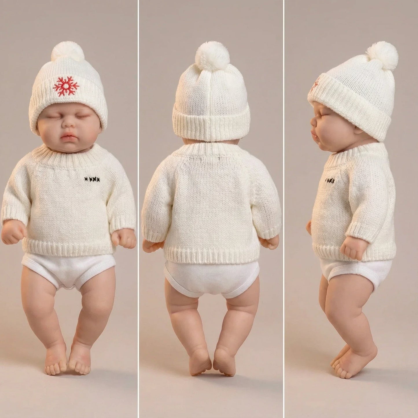30cm Full Silicone Closed Eyes Reborn Doll Girl Pickle in White Sweater