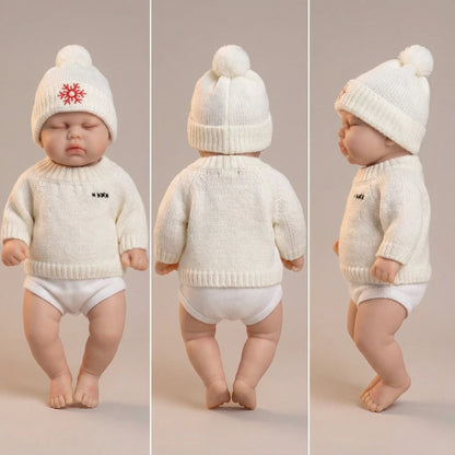 30cm Full Silicone Closed Eyes Reborn Doll Girl Pickle in White Sweater