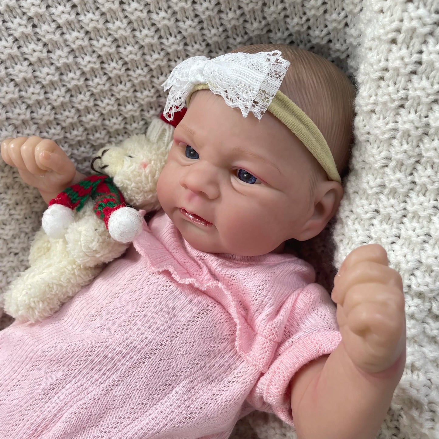 19 Inches Blue Eyes Reborn Baby Girl In Pink Clothes-Elijah