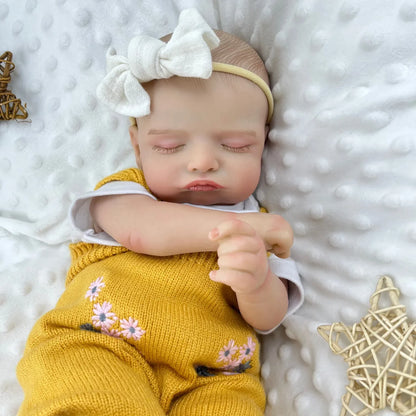 20 Inches 3D-Painted Rosalie Asleep Reborn Dolls In Yellow Knitted Outfits