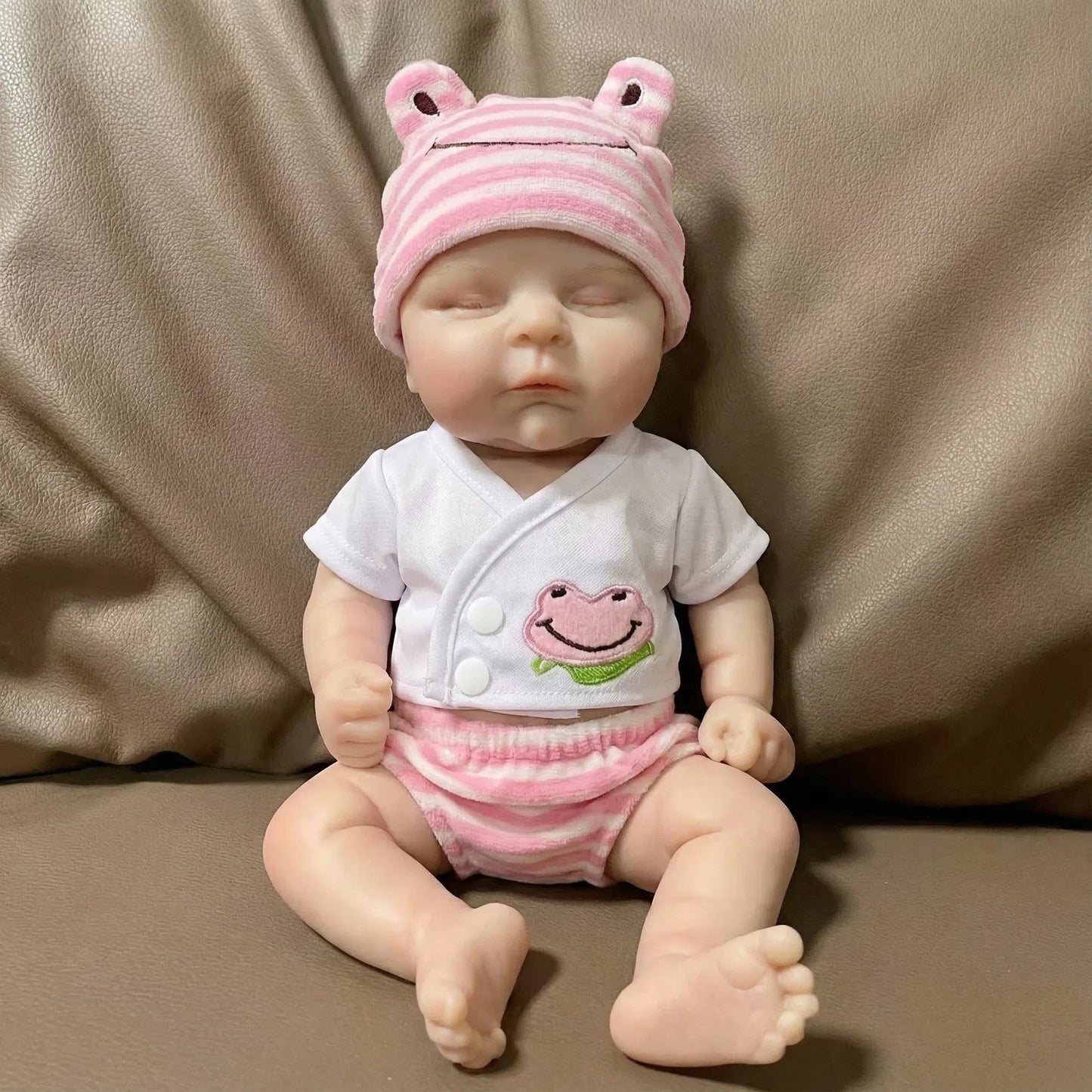 30cm Full Silicone Asleep Reborn Doll Girl Peaches