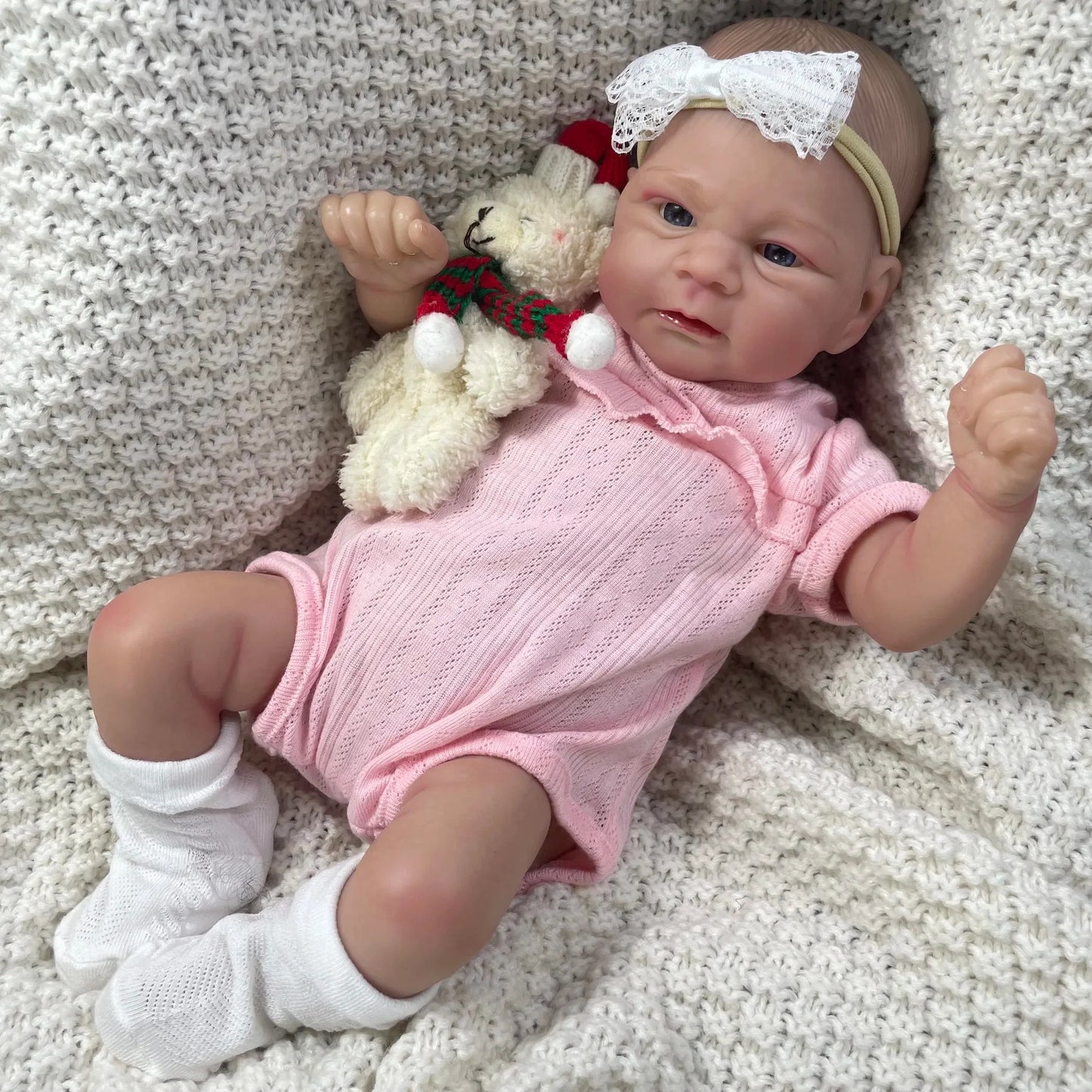 19 Inches Blue Eyes Reborn Baby Girl In Pink Clothes-Elijah