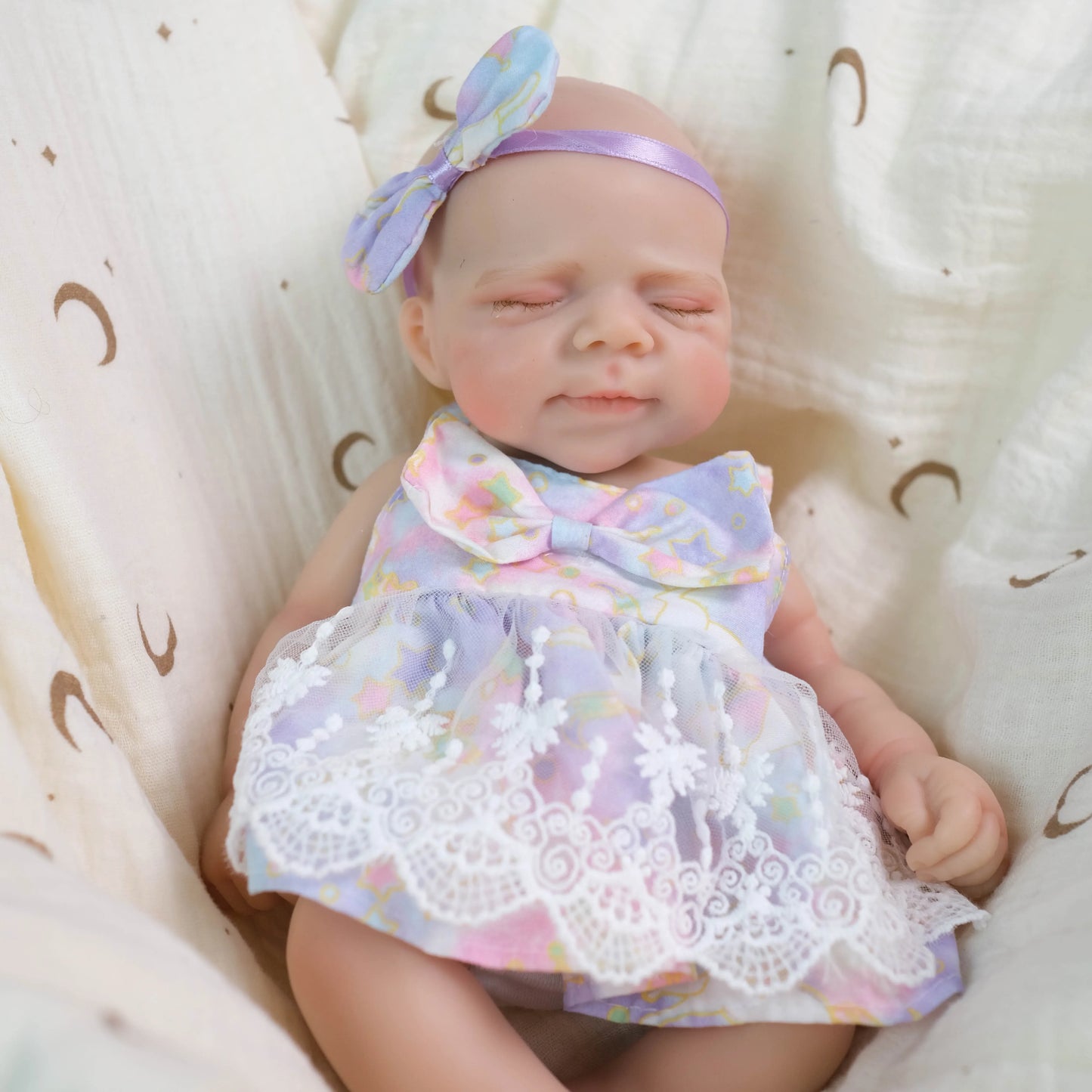 30cm Soft Full Silicone Openable Mouth Pascale Reborn Doll Girl In Flower Dress