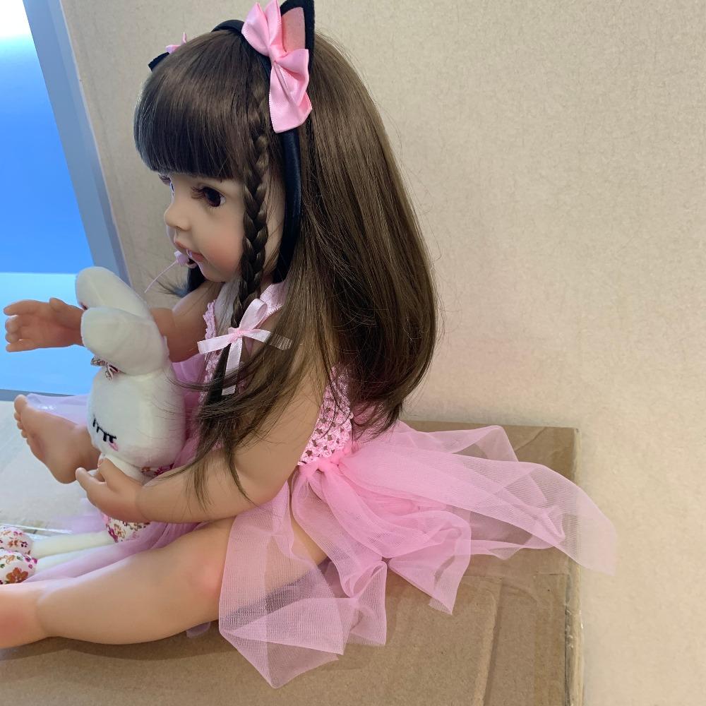 Pink dress princess Reborn Dolls With Long Hair