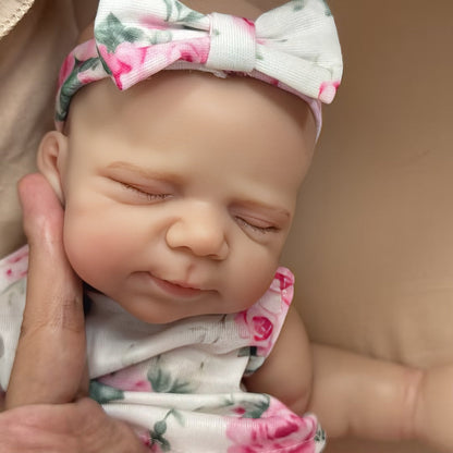 30cm Cute Full Silicone Pascale Reborn Doll Girl In Pink Floral Outfits