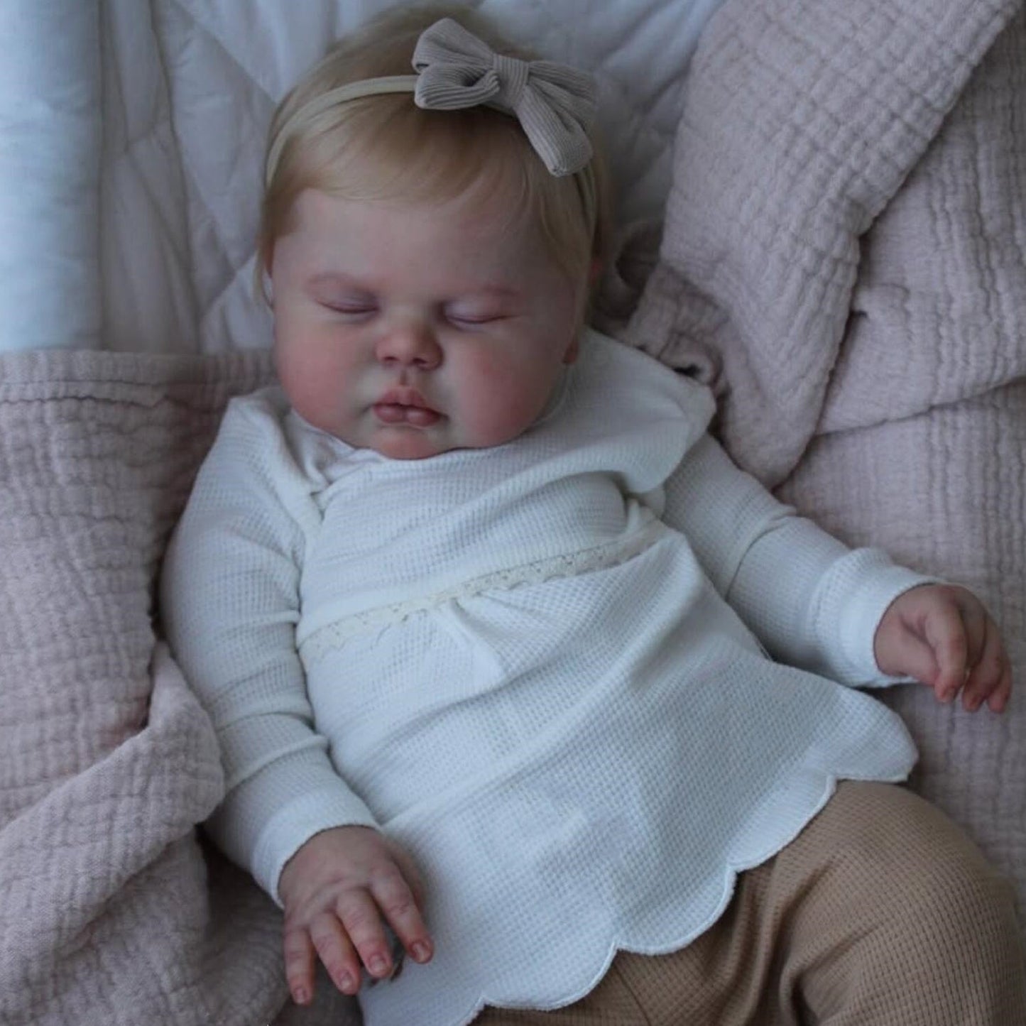 20 Inches 3D Skin Blonde Hair Closed Eyes Reborn Doll - Pickle