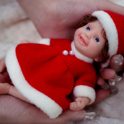 6 Inch Open Eyes Mini Reborn Dolls In Christmas Clothes