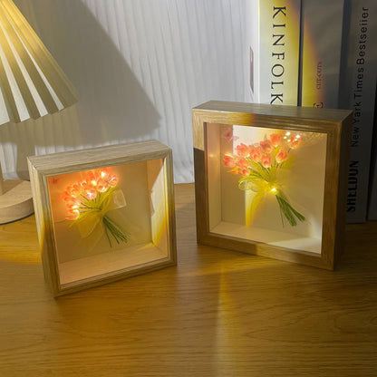 Luce notturna per cornice per foto fai-da-te con 20 tulipani