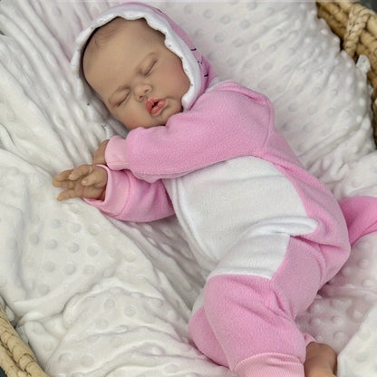 50cm Soft Cloth Body Sleeping Pickle Reborn Doll In Pink Outfit