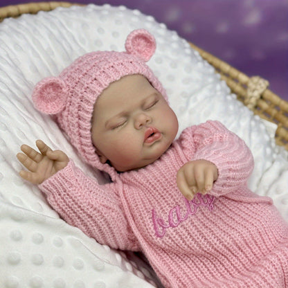 50cm Soft Cloth Body Sleeping Pickle Reborn Doll In Pink Sweater