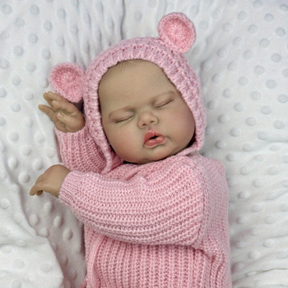 50cm Soft Cloth Body Sleeping Pickle Reborn Doll In Pink Sweater