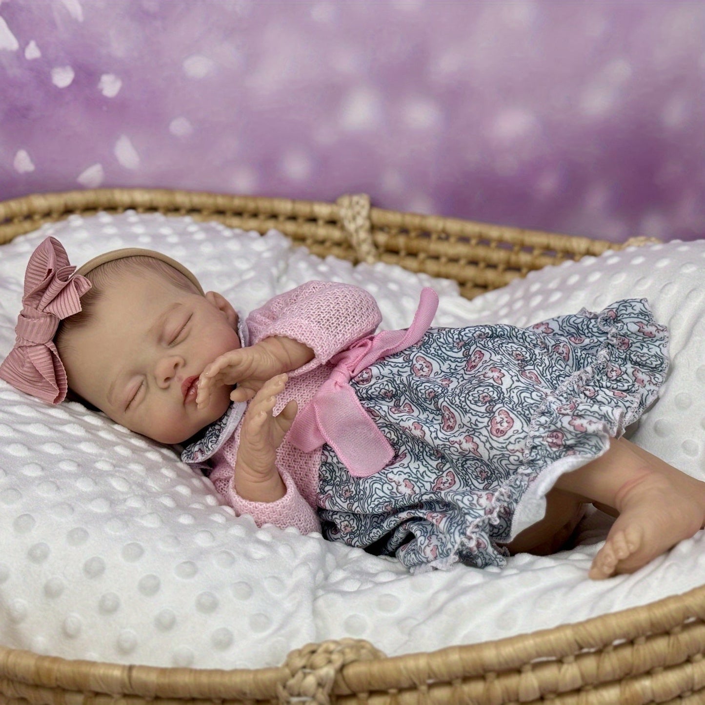 19 inches Soft Body Sleeping Irys Reborn Doll In Pink Foral Dress