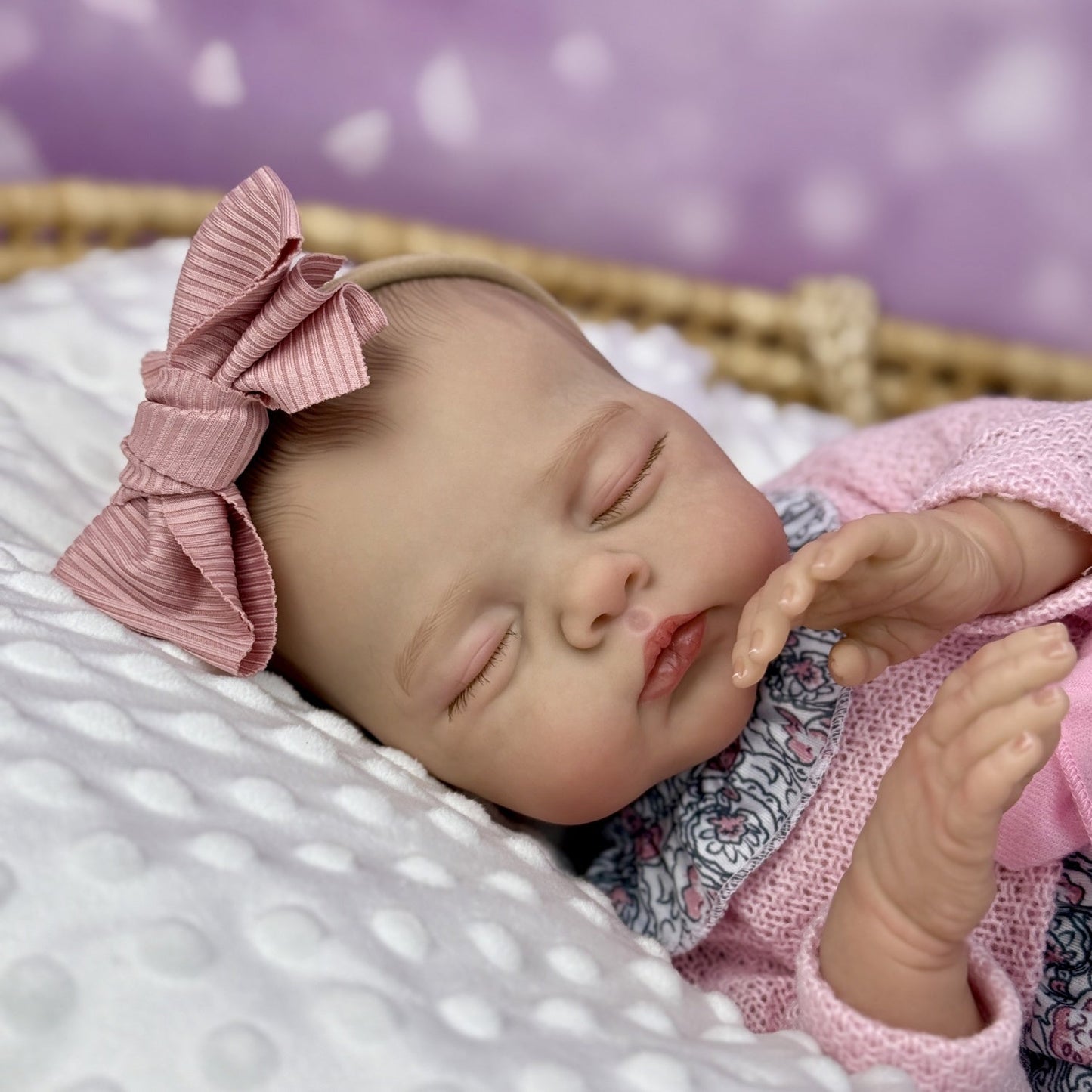 19 inches Soft Body Sleeping Irys Reborn Doll In Pink Foral Dress