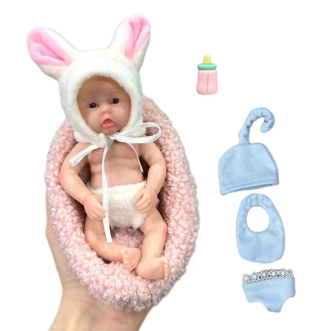 6 pollici Occhi aperti Mini Silicone Reborn Bambola Ragazza/Ragazzo